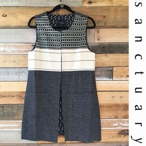 Sanctuary Long Patchwork Vest Black & Cream Size 6